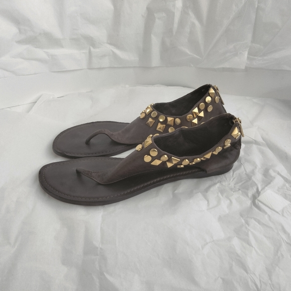 Tory Burch brown gladiator gold stud sandal size 7.5M - Picture 10 of 15
